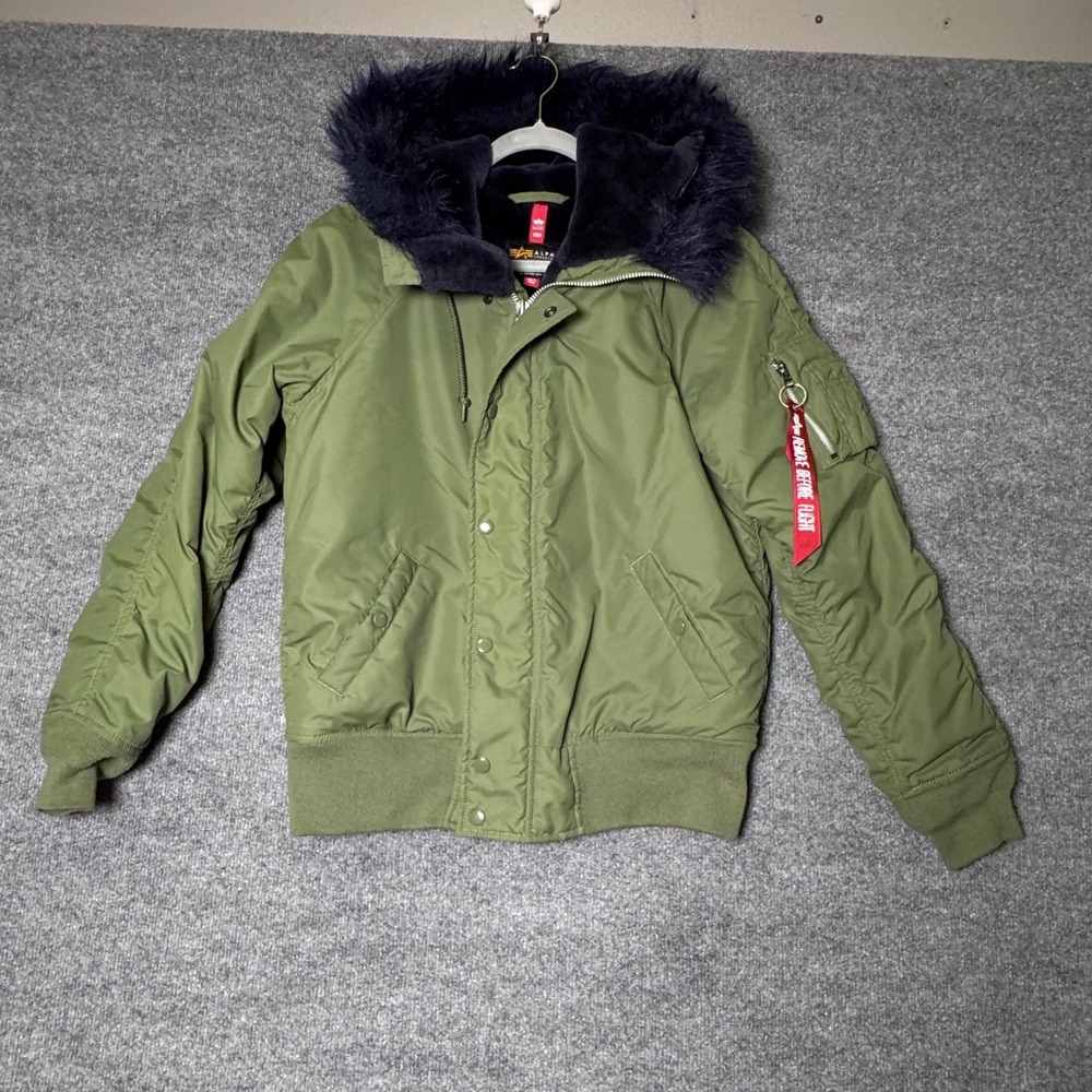 Alpha Industries Womens Elyse N-2B Parka Sage Green Navy Faux Fur Jacket M
